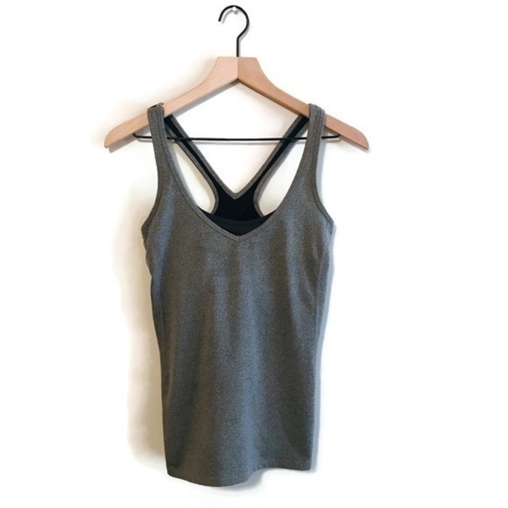 Lucy Activewear Grey Black Tank Top Sports Bra SM